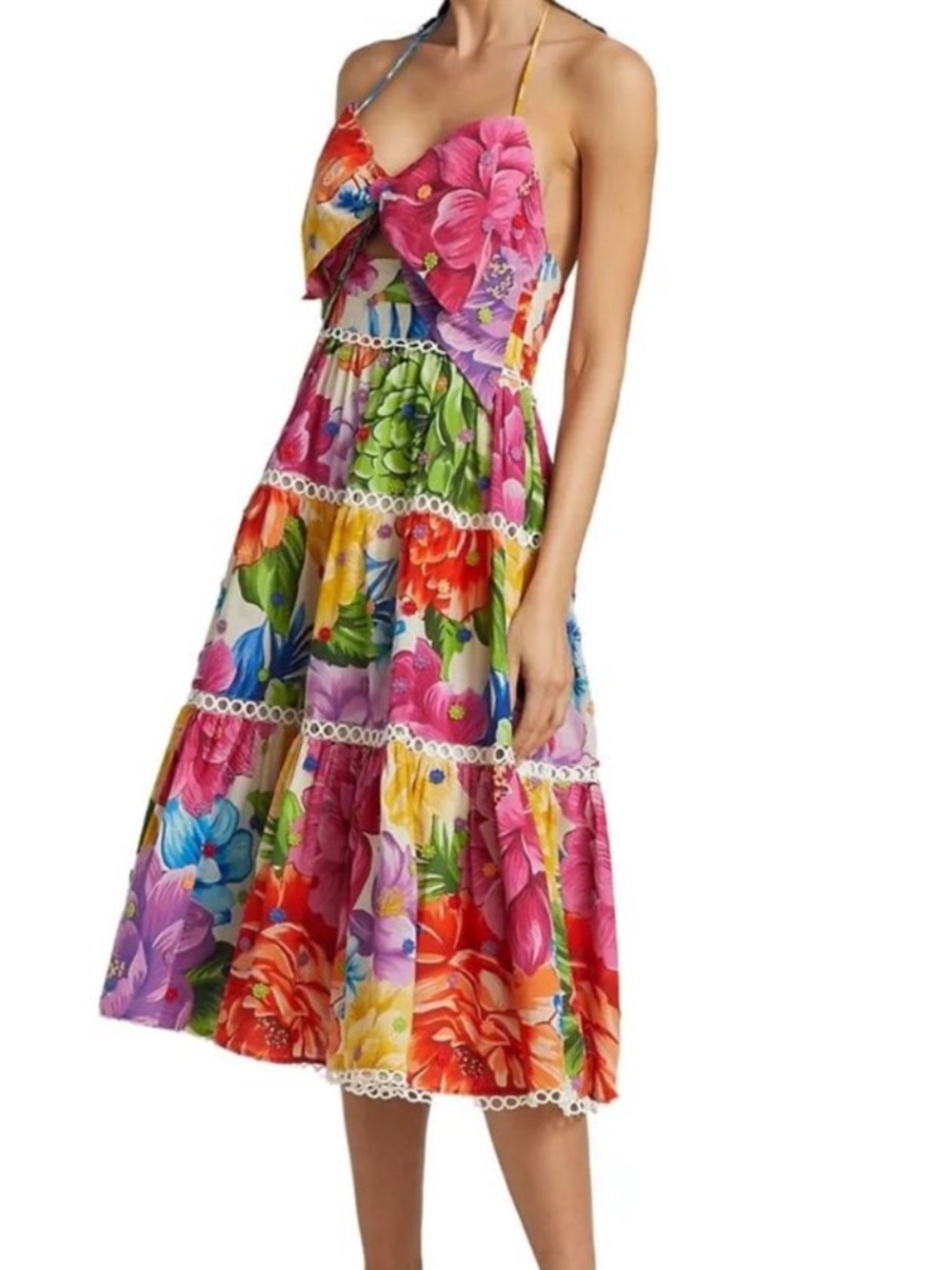 Farm Rio Rainbow Chita Floral Print Midi Dress Size Medium
